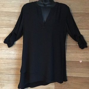 The Limited Black Asymmetrical Layered Blouse
